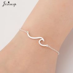 Jisensp Korean Fashion Beach Wave Bracelet Boho Beach Surf Bracelets Handmade Wave Charms Friendship Surf Bracelets, Surf Bracelet, Surfer Jewelry, Simple Silver Jewelry, Ocean Necklace, Wave Bracelet, Beach Wave, Wave Necklace, Surfer Necklace