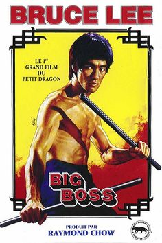 the movie poster for bruce lee's big boss starring in english and french language