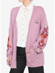 Disney Bound Rapunzel Casual, Disney Bound Vanellope, Cute Disney Clothes For Women, Disney Cardigans, Embroidered Disney, Lavender Cardigan, Mulan Mushu, Disney Outfits Women, Disney Mulan