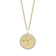 Zodiac: Scorpio Zodiac Sign Diamond Jewelry, Diamond Zodiac Sign Jewelry, Round Diamond Zodiac Jewelry, Round Zodiac Sign Diamond Jewelry, Diamond Zodiac Sign Necklaces, Fine Jewelry Diamond Zodiac Sign, Diamond Frame, Zodiac Pendant, Scorpio Zodiac