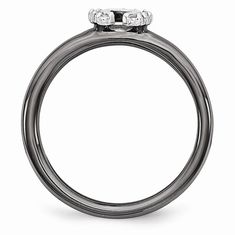 Create a look that is all your own with a fun assortment of rings that looks great alone or stacked in a collection to express your own unique style. This classic style horseshoe ring fashioned from black ruthenium rhodium plated sterling silver features a 7mm white diamond horseshoe atop a 2.25mm width band. Prong set with round, natural, I2-I3 clarity diamonds totaling .07 carat. Guaranteed to fit together perfectly with all of the mix and match Stackable Expressions rings.