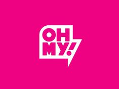 the word oh my is written in white on a pink background with a lightning bolt