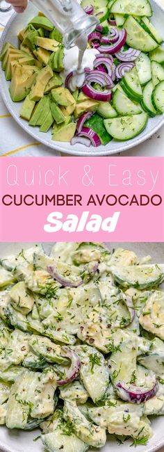 cucumber and avocado salad is an easy side dish that's ready in less than 30 minutes