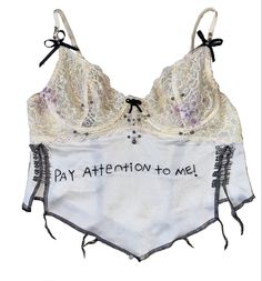 Art On Clothes, Vivienne Westwood Crop Top, White Subversive Fashion, Vivienne Westwood Destroy Shirt, Vivienne Westwood T Shirt Punk, Grunge Lingerie Top, New Rock