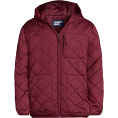 If anyone ever told you staying warm means sacrificing style, they never met this jacket. It features an on-trend, quilted shell that's water-repellent, lined and insulated, plus an adjustable hood for a tighter fit when you want it, elastic binding on the cuffs and hem to help keep warmth in and three pockets for on-the-go convenience. Quilted Hoodie, Heavy Winter Coat, Winter Parka, Shell Jacket, Diamond Quilt, Print Jacket, Told You, Lands End, Hoodie Jacket