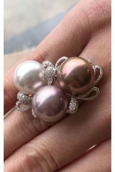 Pearl Cocktail Ring, Fine Pearl Jewelry, Pearl Jewels, Statement Jewellery, Fabulous Jewelry, Gems Jewelry, Pearl Color, Tahiti, Vintage Jewellery