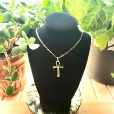 Stainless steel Ankh pendant on a silver stainless steel 4mm figaro chain. Choose length at checkout Ankh Necklace, Chakra Necklace, Figaro Chains, Earrings Photo, Green Aventurine, Necklace Lengths, Necklace Etsy, Statement Necklace, Stud Earrings