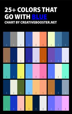 the color chart for 25 + colors that go with blue