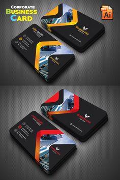 two sided business card mock up with an image of a building on the front and back