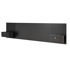 a black wall mounted shelf with two drawers