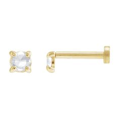 Weight:0.1048 DWT (0.16 grams) Primary Stone Count:1-stone Gender:Ladies Plating Type:N/A Earring Dimensions:3.21x3.21 mm Surface Finish:Polished Earring Post Type:Friction Prong Count:4-prong Earring Back Type Included:Press Fit Back Included Earring Type:Single stud sold individually (this item can be used for nose pins and cartilage earrings) Post Length:6 mm Selling Unit of Measure:EA Primary Stone Size:2 mm, 2.5 mm, 3 mm, 3.5 mm 4 mm Primary Stone Shape:Round Total Diamond Carat Weight:.06 Dainty Piercings With Single Diamond, Dainty Yellow Gold Piercings With Single Diamond, Dainty Diamond Gold Piercings, Dainty Diamond Internally Threaded Piercings, Gold Diamond Round Cut Piercings, Classic Gold Round Cut Piercings, Minimalist Yellow Gold Piercings With Prong Setting, Classic Gold Piercing With Single Diamond, Classic Gold Piercings With Single Diamond