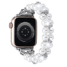 PRICES MAY VARY. Bling rhinestones pearl design for the apple watch band makes it easy to receive compliments.It makes your apple watch more like a fashion pearl jewelry bracelet than a simple watch. Absolutely looks like a luxury jewelry, make you eye catching, add much beauty and elegance to your watch. pearls make this bracelet beautiful and romantic all at once. Use: Pearl bracelet suitable for party, birthday, wedding, Mother's Day, Valentine's Day, anniversaries of important events, etc. E Trendy Beaded Apple Watch Band As Fashion Accessory, Trendy Silver Beaded Watch Band, White Gold Stainless Steel Bracelet Strap For Apple Watch, Trendy Beaded Apple Watch Band, Elegant Adjustable Apple Watch Band With Round Beads, Pearl Apple Watch Band, Timeless Stainless Steel Apple Watch Bracelet Strap, Luxury White Apple Watch Band With Bracelet Strap, Adjustable Silver Beaded Apple Watch Band