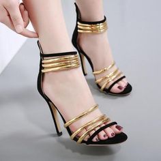 Gold Open Heel Sandals For Night Out, Trendy Gold Heels For Evening, Trendy Gold Evening Heels, Gold Round Toe Sandals For Night Out, Trendy Gold Sandals For Formal Occasions, Trendy Gold Formal Sandals, Trendy Gold Party Sandals, Trendy Gold Heels For Party, Glamorous Gold Open Toe Sandals