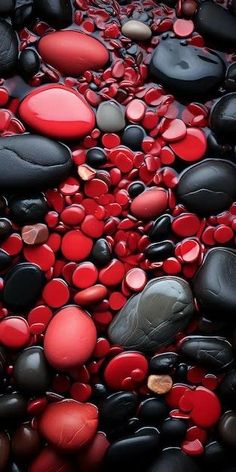 red and black rocks in the water