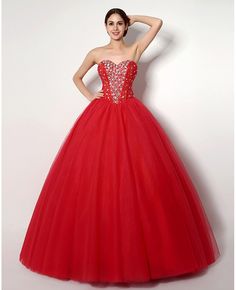 Shop Cheap Ball Gown Red Formal Dress With Beading For Quinceanera online. Custom-made any plus size or color. Pro since 2009. Red Ball Gown Quinceanera Dress For Sweet 16, Red Ball Gown For Sweet 16 Quinceanera, Red Ball Gown With Fitted Bodice For Quinceanera, Red Ball Gown With Fitted Bodice For Pageant, Red Ball Gown With Fitted Bodice For Pageants, Red Quinceanera Dress With Tulle And Sweetheart Neckline, Elegant Red Quinceanera Dress For Pageant, Red Sweetheart Neckline Ball Gown For Pageant, Red Dress For Sweet 16 And Prom Season