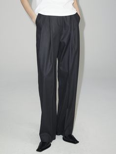 Composition : Cotton 70% Polyester 28% Span 2%Color : BLACKCountry of Origin : Republic of Korea Black Tailored Full-length Bottoms, Tailored Black Full-length Bottoms, Tailored Full Length Black Bottoms, Tailored Wide Leg Black Pants, Black Tailored Sleek Wide Leg Pants, Black Bottoms With Belt Loops For Evening, Black Evening Bottoms With Belt Loops, Black Wide Leg Pants With Pockets For Evening, Sleek Black Pants With Belt Loops