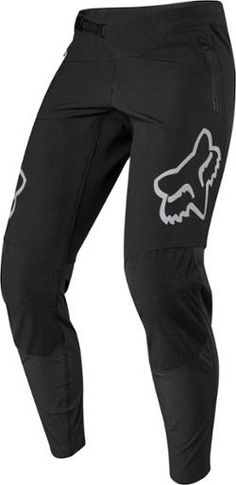 the pants are black and white with an image of a fox on it's side