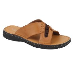 Pleasure Island Brown Criss Cross Strap Open Sandals for Men 6807 Pleasure Island Black Criss Cross Strap Open Sandals for Men 6807. These slip-on sandals, made with high-quality PU leather, feature a sleek open toe design and stylish criss-cross straps. Perfect for any casual occasion, whether it's a day at the beach or a relaxed summer gathering. Embrace simplicity and elevate your style effortlessly with these versatile and comfortable sandals. Material : PU Leather Slip On Open Toe Criss Cro