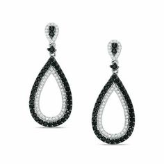 Black Diamond Earrings With Accents For Formal Events, Black Diamond Earrings With Accents For Formal Occasions, Luxury Black Drop Jewelry, Elegant Black Diamond Drop Earrings, Black Dangle Earrings Fine Jewelry, Black Diamond Drop Earrings, Black Diamond Earrings For Party, Black Teardrop Fine Jewelry Earrings, Black Diamond Drop Earrings For Evening