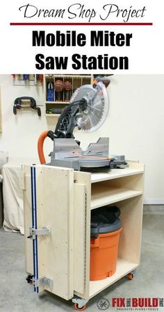 the mobile miter saw station is built into a cabinet