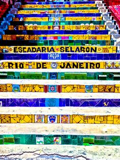 colorful steps with spanish words painted on them