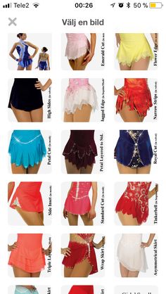 the different types of skirts are shown on this page, and there is also an image of