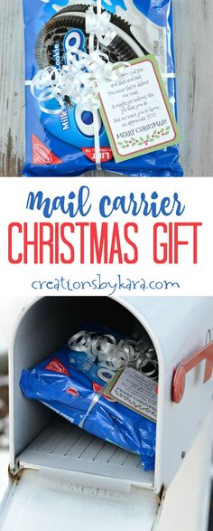 mail carrier christmas gift with text overlay