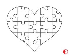 a heart shaped puzzle piece is shown with the missing pieces to make it easier for someone to color