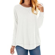 Fantaslook Womens Fall Tops Long Sleeve Shirts Casual Crewneck Tunic Top Blouses This fall tops for women use skin-friendly soft fabric comfortable to wear. Long sleeve shirts for women features crewneck, long sleeve, pullover, cross stitch, high low hem. Womens tops is classic and chic to daily wear, tops to hide belly for women, to drape in a flattering way. This will be your must have womens long sleeve tops in fall and winter, it is a great basic tees to add to your wardrobe. Looks great wit Long Sleeve Shirts For Women, Women Fall Tops, Oversized Tee Shirt, Fall Tops, Basic T Shirts, Tunic Tops Casual, Casual Tunics, Casual Long Sleeve Shirts, Tops Long Sleeve