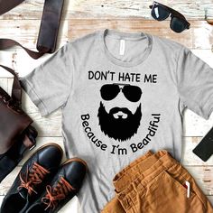 Super Fun T-Shirt For All The Bearded Men In Your World. 90% Cotton 10 Polyester Machine Wash Warm Casual Athletic Heather T-shirt With Text Print, Casual Athletic Heather T-shirt With Screen Print, Beard Tshirt, Black Shorts Men, Beard Lover, Masculine Style, Bearded Man, Nike Long Sleeve, Man Logo