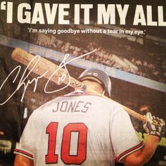 an autographed baseball player holding a bat in front of a poster with the words i gave it my all