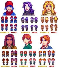 an old school video game with many different characters and their names in each character's name