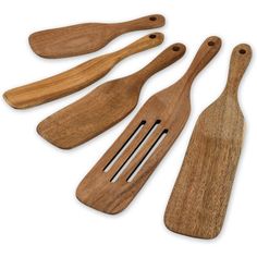 wooden utensils and spatulas on a white background