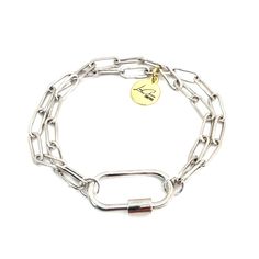 Our Link Lock Charm Bracelet is dipped to perfection in 24k gold or rhodium (silver) with our gorgeous link clasp. This bracelet is the perfect piece to add all of your favorite charms to! This bracelet can be worn alone or mixed with our stack bracelets for a layered look. This bracelet is so much fun and can be a bestie bracelet, adorned with your children/grandchildren's initials, or with your favorite charms from our charm bar. You can change out the charms or keep adding! (All charms sold s Everyday Bangle Charm Bracelet With Extender, Nickel Free Adjustable Link Bracelets, Nickel-free Adjustable Link Bracelets, Adjustable Nickel-free Link Bracelets, Adjustable Nickel-free Link Bracelet, Adjustable Link Bracelets, Nickel Free, Adjustable Paperclip Chain Charm Bracelet, Adjustable Gold Bracelet With Lobster Clasp And Oval Link, Adjustable Nickel-free Chain Link Bracelet