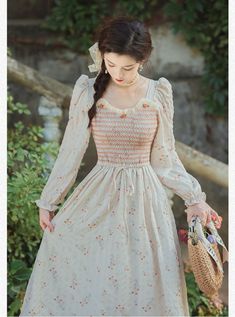 Cottage Fairy Dress Cottage Witch Cottagecore Dress Fairy Cottage Aesthetic, Long Sleeve Floral Midi Dress, Cottage Witch Aesthetic, Fantasy Cottagecore, Cottagecore Dresses, Cottage Witch, Cottage Fairy, Cottagecore Outfits, Aesthetic Dress