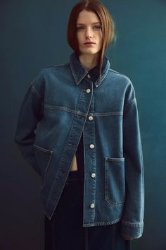 TRF DENIM OVERSHIRT - Blue | ZARA United States Denim Overshirt, Staple Dress, Waistcoat Dress, Cardigan Sweater Jacket, Cardigan Sweater Dress, T Shirt Vest, Trouser Jeans, Sweater Jacket, Autumn Winter Fashion