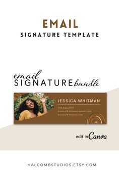 the email signature is shown with an image of a woman smiling and holding her hand up to