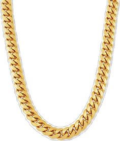 Luxury Long Gold Chain Necklace, Luxury Figaro Chain Link Necklace, Formal Long Box Chain Necklace, Elegant Gold Plated Cuban Link Necklace, Formal Long Necklace With Box Chain, Formal Gold-plated Cuban Link Necklace, Elegant Gold Cuban Link Necklace With Cable Chain, Luxury Gold Plated Chain Necklace With Solid Link, Formal Necklaces With Curb Chain And Rectangular Links