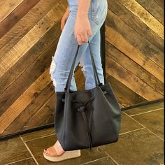 Elegant Pebbled Leather Tote Bucket Bag, Solid Color Soft Leather Bucket Bag Tote, Luxury Smooth Grain Tote Shoulder Bag, Versatile Shoulder Tote With Gunmetal Hardware, Pebbled Leather Tote With Gold-tone Hardware, Grease Stains, Custom Chocolate, Blue Milk, Black Milk