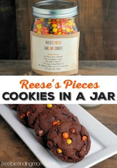 reese's pieces cookies in a jar are the perfect treat for halloween or any time of year