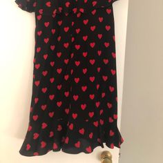 Beautiful Red Valentino Dress Basically Brand New! Casual Red Heart Print Dress, Red Fitted Dress With Heart Print, Red Dress With Heart Print And Sweetheart Neckline, Fitted Red Dresses With Heart Print, Red Valentino Dress, Valentino Dresses, Valentino Dress, Valentino Black, Dresses Red