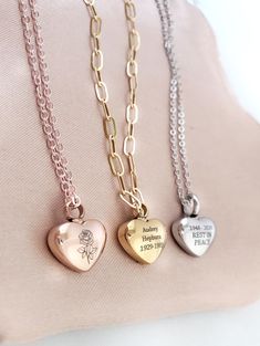 "Personalized Urn Necklace Heart Urn Pendant Necklace for Human Ashes , Birth flower necklace Memorial Jewelry Urn For Dog Ashes Pet Loss Gift Pendant 13x11 mm About 19\" long chain. (if you want longer or shorter chain, just leave a note when you check out) This delicate small charm is made to carry only a small amount of ashes." Elegant Brass Necklaces For Memorials, Gold Nickel-free Necklace For Memorial, Memorial Pendant Necklace In Brass, A Rose Urn Necklace Human Ashes, Heart-shaped Engraved Necklaces For Memorial, Lariat Necklace Silver, Dinosaur Necklace, Vertical Bar Necklace, Urn Jewelry