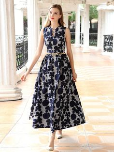 Elegant Floral Sleeveless Midi A-Line Dress(Belt Not Included) Vintage Maxi Dress, 가을 패션, Party Dress Long, A Dress, Look Fashion, I Dress, Pretty Dresses, Elegant Dresses, Cute Dresses