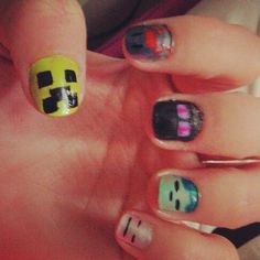 These are for the nerdy ladies. Minecraft nails. Minecraft Nails, Cool Nails, Beauty Ideas, Makeup Nails, Nail Inspo, Minecraft, Nail Designs, Nails, Makeup