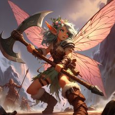 Fairy Dungeons And Dragons, D&d Fairy Character, Fairy 5e, Fairy Dnd Character Art, D&d Barbarian, Dnd Archfey, Fey Warlock, Dnd Fairy Character Art, Bugbear Barbarian