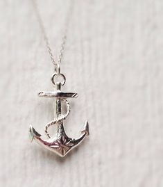 Anchor Necklace - Anchor Jewelry - Sterling Silver Jewellery - Nautical - Navy - sea Everyday Silver Anchor Jewelry, Everyday Silver Jewelry With Anchor Shape, Silver Anchor-shaped Nautical Jewelry, Silver Nautical Anchor Jewelry, Nautical Style Silver Anchor Jewelry, Everyday Nautical Anchor Jewelry, Silver Anchor Necklace Nautical Style, Nautical Sterling Silver Necklace Gift, Nautical Sterling Silver Necklace For Gift