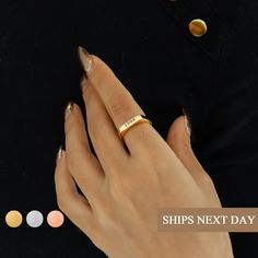 "Unique, bold, and classic, this signet bar ring is truly timeless in its design. It is customizable with a year, which makes it a perfect ring for your gift giving. It's sweet sentiments are reflected in its enchanting charm, making it the perfect option to add a touch of glam to your everyday outfit. The perfect 'go to' gift for any occasion. Each item is made-to-order, which gives our pieces a unique meaning that is specific and special to you. H O W ∙ T O ∙ O R D E R It's easy as 1, 2, 3! 1. Gift Idea For Girlfriend, Unique Meaning, Bar Ring, Mom Jewelry, Charm Making, Everyday Outfit, Jewelry For Her, Friendship Gifts, Rings For Her