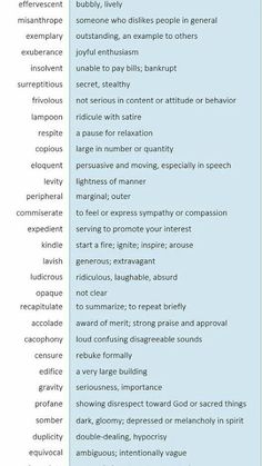 a table that has different types of words and numbers in each word, including the names