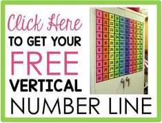 a white locker with numbers on it and the words click here to get your free vertical number line