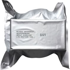 an aluminum foil bag with the label for medical supplies on it's back side